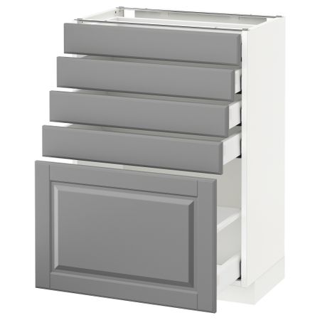 Напольный шкаф с 5 ящиками МЕТОД / МАКСИМЕРА, белый, Будбин серый