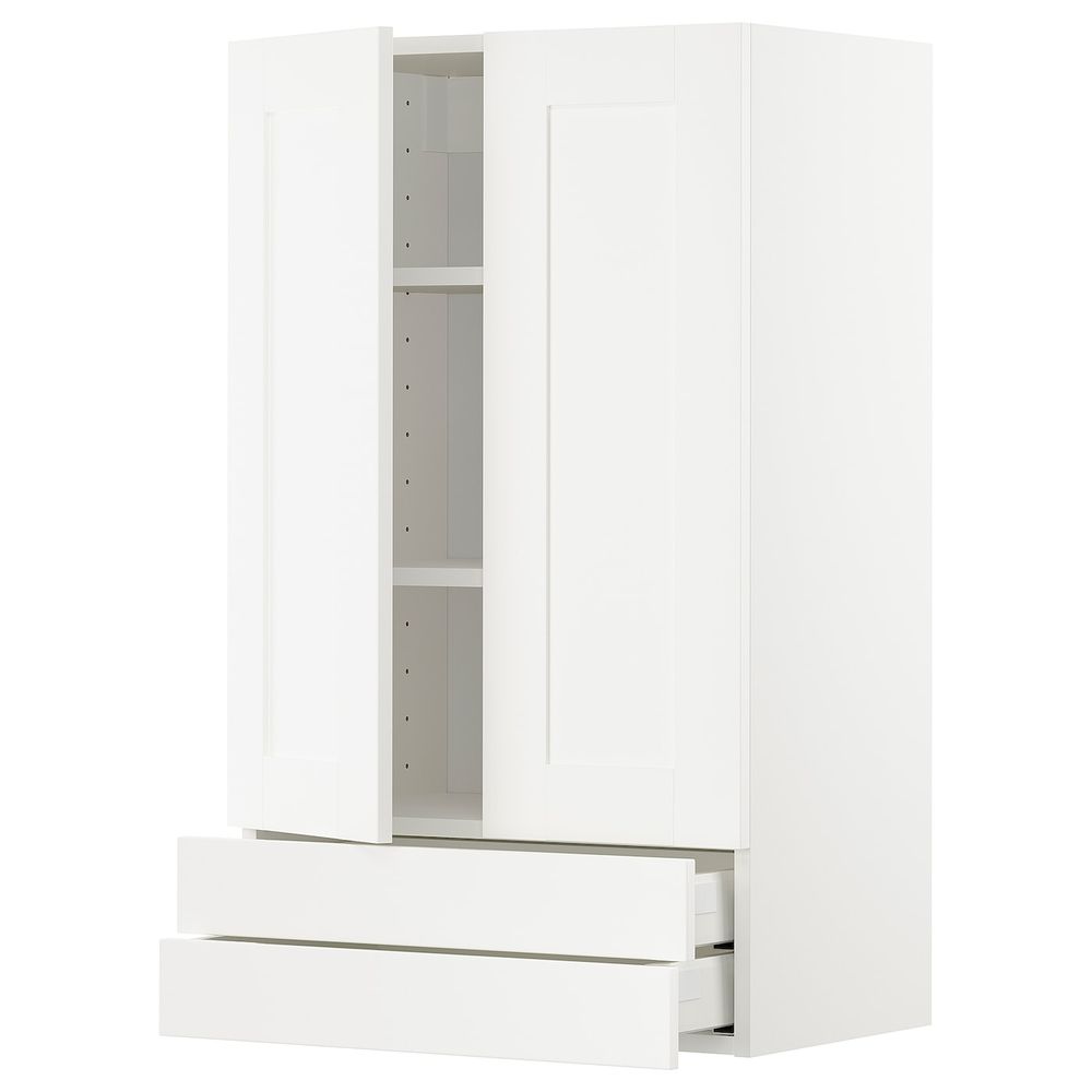 Навесной шкаф/2дверцы/2ящика, белый/Сэведаль белый 60x100 см IKEA METOD МЕТОД 393.004.89 - фото 1