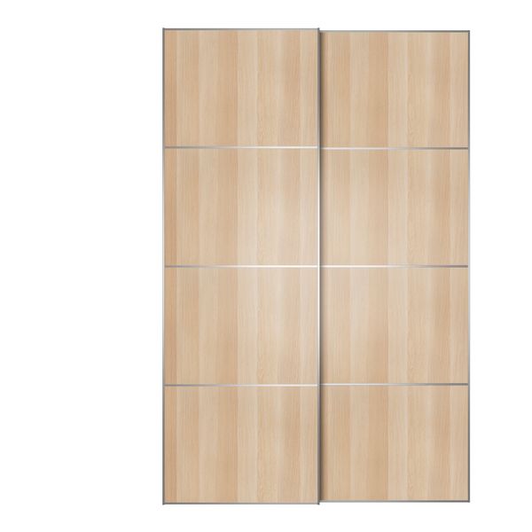 Пара раздвижных дверей ВОЛЬДА, под беленый дуб, цвет алюминия - схема-чертеж с размерами