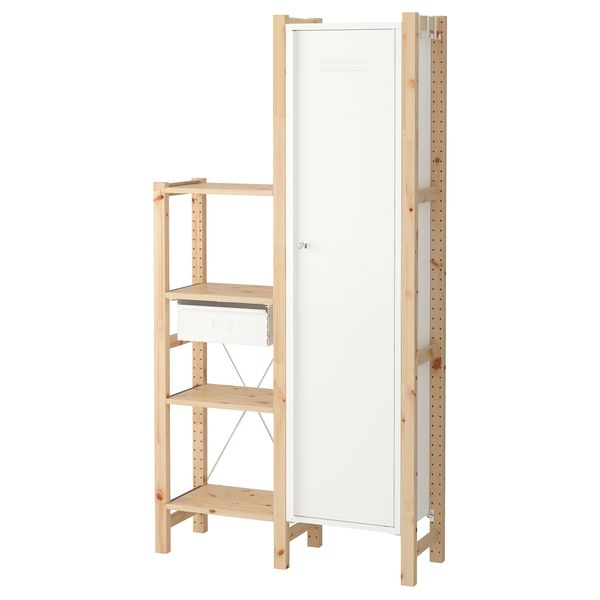 2 секции, полки/шкаф ИВАР, сосна, белый (92x30x179 см) - фото 2