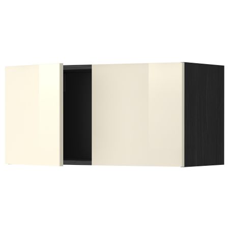 Навесной шкаф с 2 дверями МЕТОД, черный, Рингульт кремовый (80x40 см)