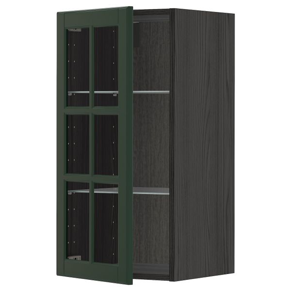 Навесной шкаф с полками, стекляными дв, черный/Будбин темно-зеленый 40x80 см IKEA МЕТОД 493.132.26 - схема-чертеж с размерами