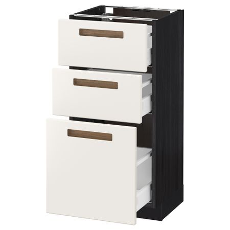 Напольный шкаф с 3 ящиками МЕТОД / МАКСИМЕРА, черный, Мэрста белый