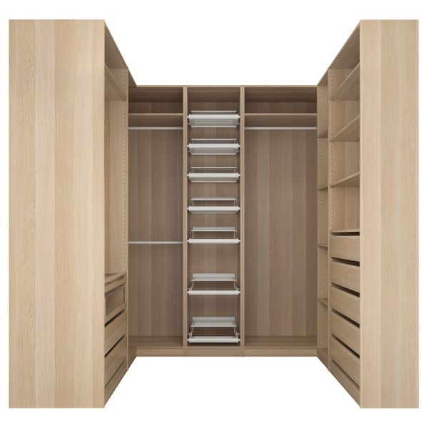 Гардероб угловой, под беленый дуб, 210/273/210x236 см IKEA ПАКС 592.193.08 - схема-чертеж с размерами