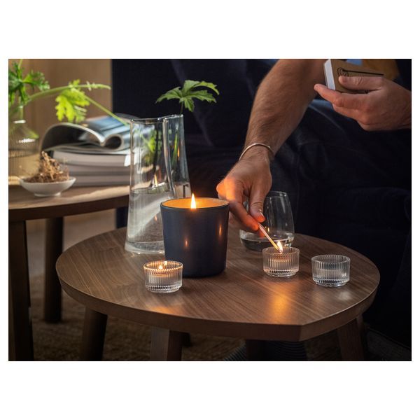 Свеча греющая ароматическая, Ветиверия и герань, черно-бирюзовый, 3.5 ч IKEA FRUKTSKOG 105.558.53 - фото 6