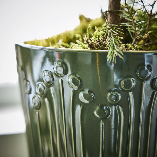 Кашпо, зеленый, 12 см IKEA VINTERFINT 605.885.92 - схема-чертеж с размерами