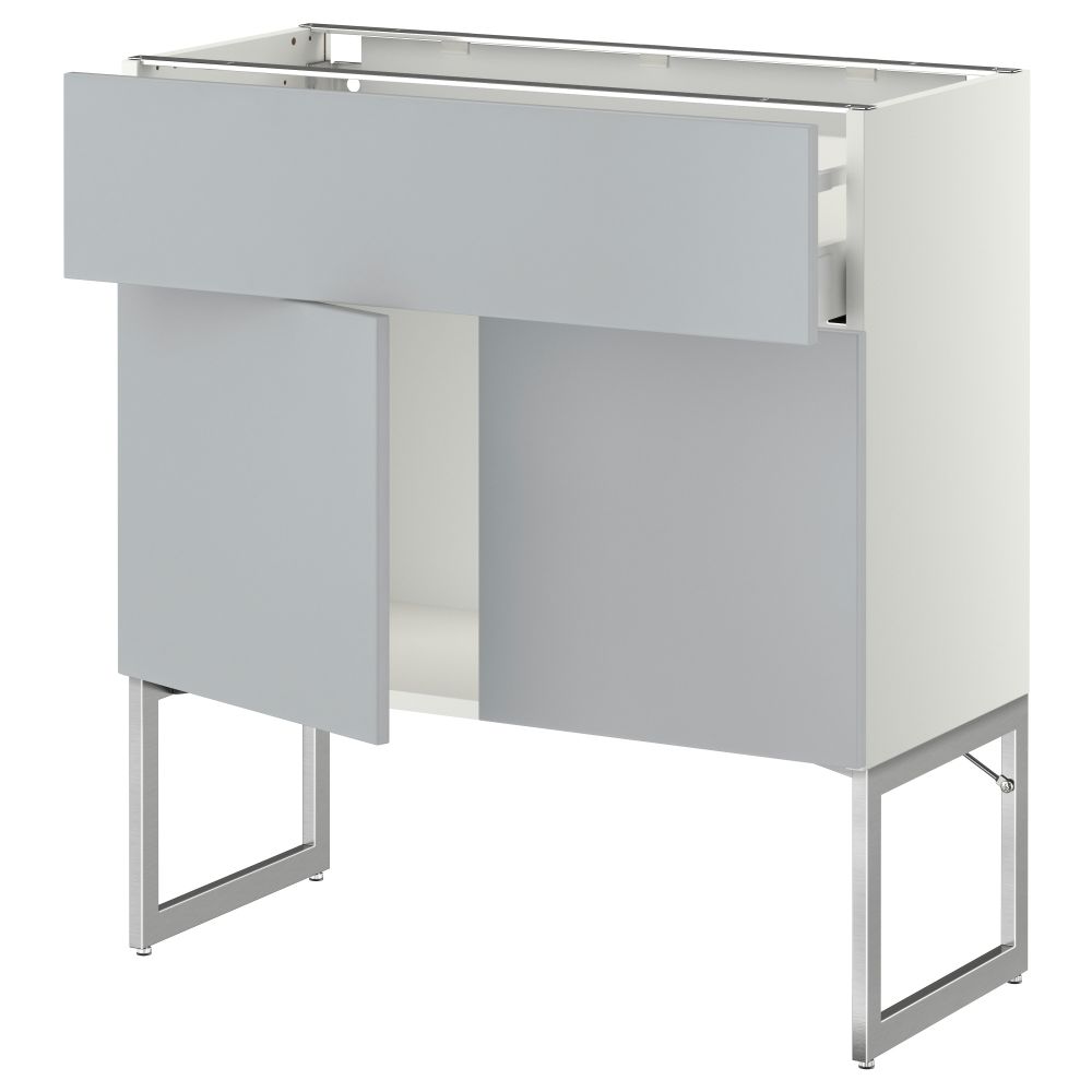 Напольный шкаф, полки, ящик, 2 двери МЕТОД / МАКСИМЕРА, белый, Веддинге серый - схема-чертеж с размерами