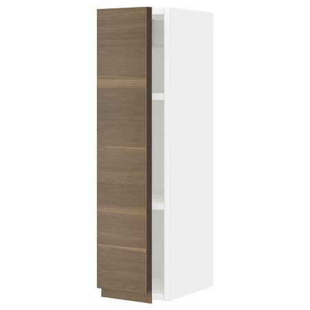 Навесной шкаф с полками, белый/Воксторп под грецкий орех 20x80 см IKEA METOD МЕТОД 694.457.25