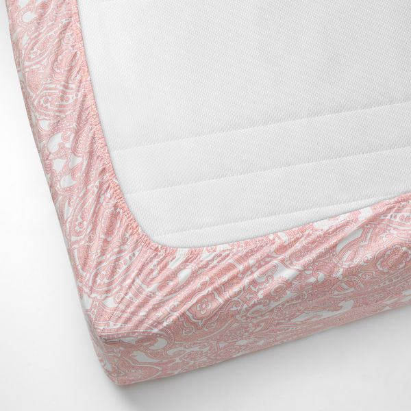 Простыня натяжная, белый, розовый 140x200 см IKEA ЙЭТТЕВАЛЛМО 204.365.91 - фото 3