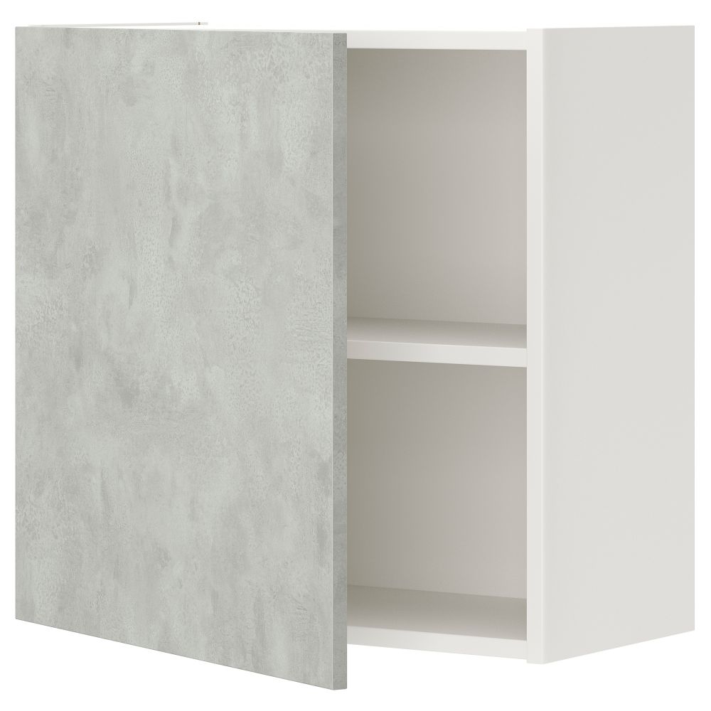 Навесной шкаф с 1 полкой, дверцей, 60x32x60 см, белый, под бетон IKEA BEGIVENHET БЕГИВЕНХЕТ 293.210.10 - фото 1