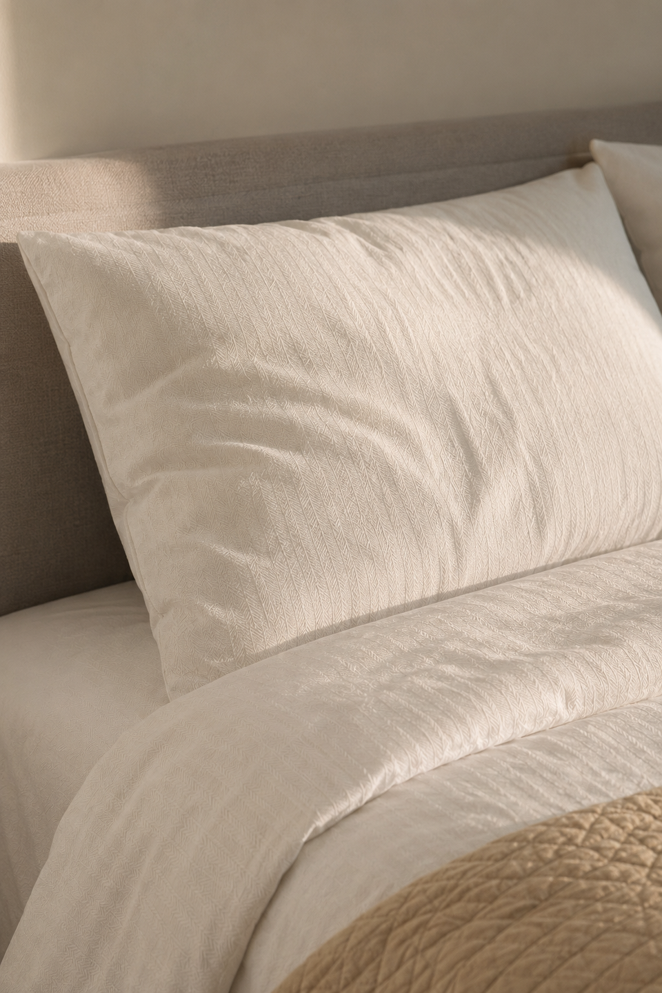 Бельё IKEA HÄRLIR 150×200 из хлопка и лиоцелла — текстура плетения крупным планом