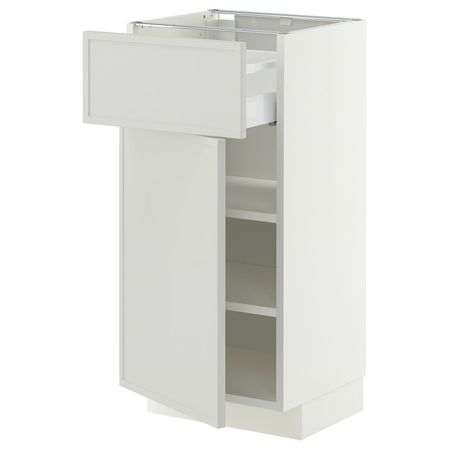 METOD / MAXIMERA Напольный шкаф с ящиком/дверцей - белый/Aspudden светло-серый 40x37 см