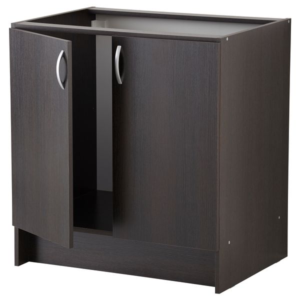 Шкаф под мойку АЛЬБРУ, черно-коричневый (80x86 см) - схема-чертеж с размерами