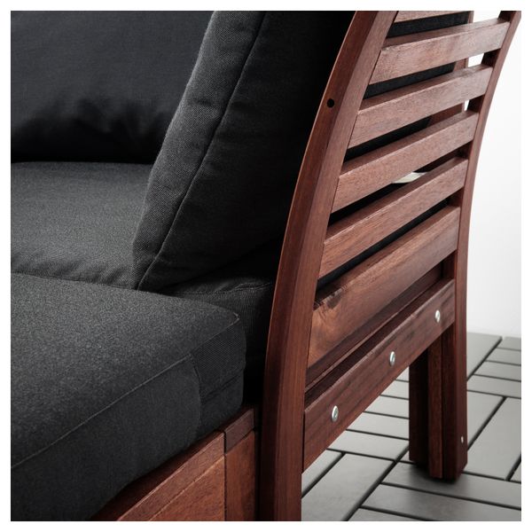 2-местный диван + 2 табурета для ног, садовая ЭПЛАРО / ХОЛЛО, коричневая морилка, черный (160x143x73 см) - фото 3