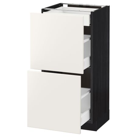 Напольный шкаф, 2 фасада, 3 ящика МЕТОД / МАКСИМЕРА, черный, Веддинге белый