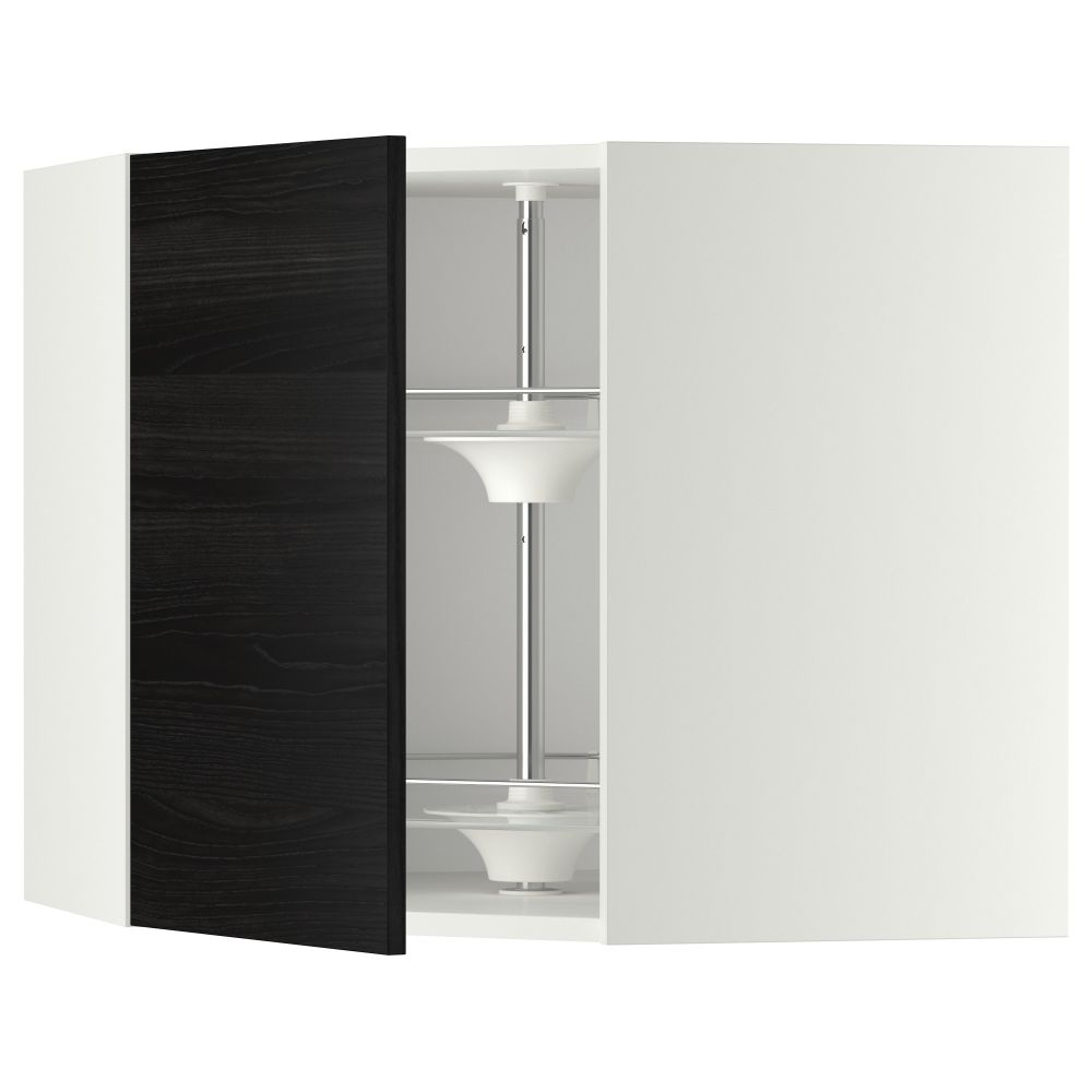 Угловой навесной шкаф с вращающейся секцией МЕТОД, белый, Тингсрид черный - схема-чертеж с размерами