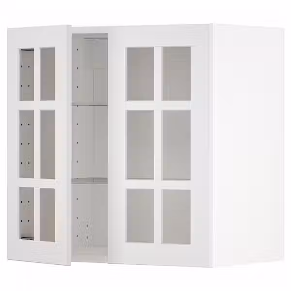 METOD Навесной шкаф/полки/2стеклян двери - белый/Stensund белый 60x60 см - фото 1