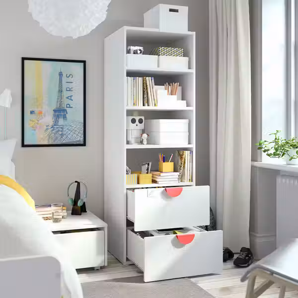 SMÅSTAD / PLATSA Стеллаж - белый синий/с 2 ящиками 60x57x181 см - фото 3