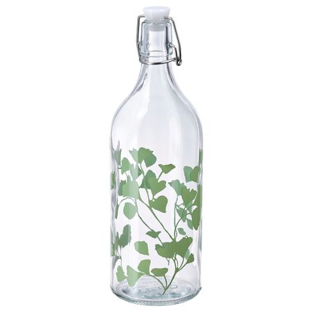 Бутылка с пробкой, стекло/с печатным рисунком 1 л IKEA KORKEN КОРКЕН 004.812.40