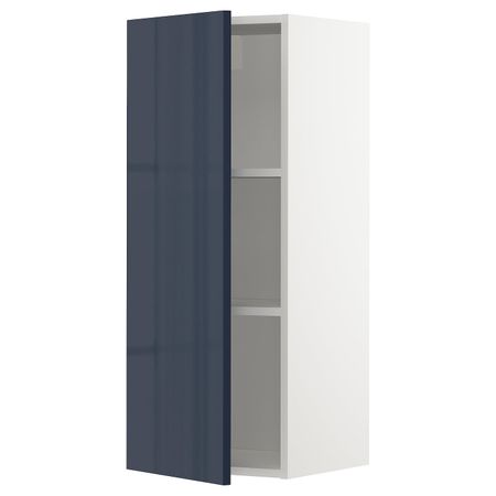 Шкаф навесной с полкой, белый/Ерста черно-синий 40x100 см IKEA METOD МЕТОД 192.755.65