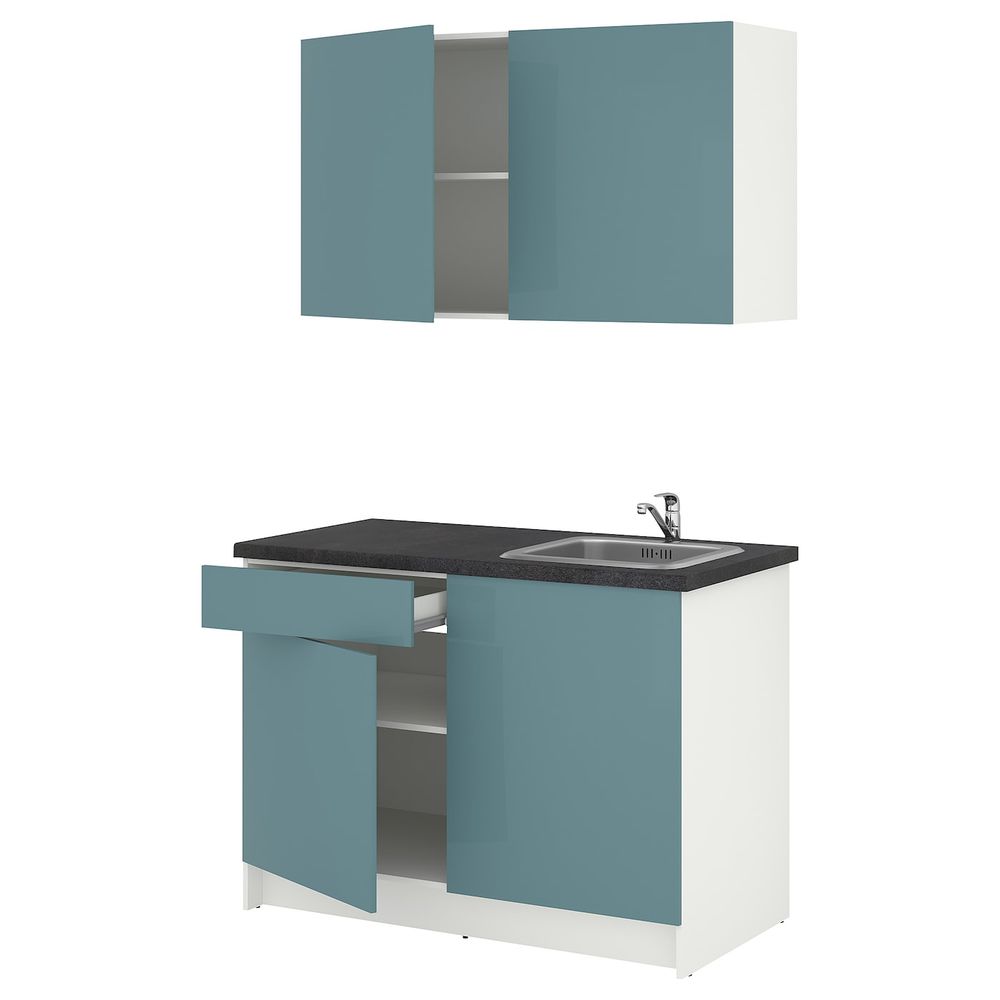 Кухня, глянцевый/синяя бирюза 120x61x220 см IKEA KNOXHULT КНОКСХУЛЬТ 794.243.84 - фото 1