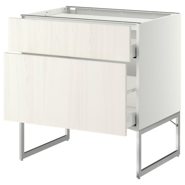 Напольный шкаф, 2 фронтальных панели, 3 ящика МЕТОД / МАКСИМЕРА, белый, Росдаль белый - схема-чертеж с размерами