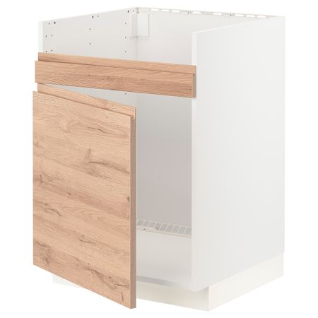 Напольный шкаф для мойки ХАВСЕН, белый/Воксторп под дуб 60x60 см IKEA METOD МЕТОД 294.141.70