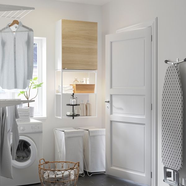 Комбинация для хранения, 60x32x150 см, белый, под дуб IKEA BEGIVENHET БЕГИВЕНХЕТ 593.314.61 - фото 4