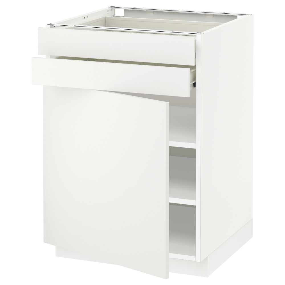 Напольный шкаф с дверцей, 2 ящиками МЕТОД / ФОРВАРА, белый, Хэггеби белый - схема-чертеж с размерами