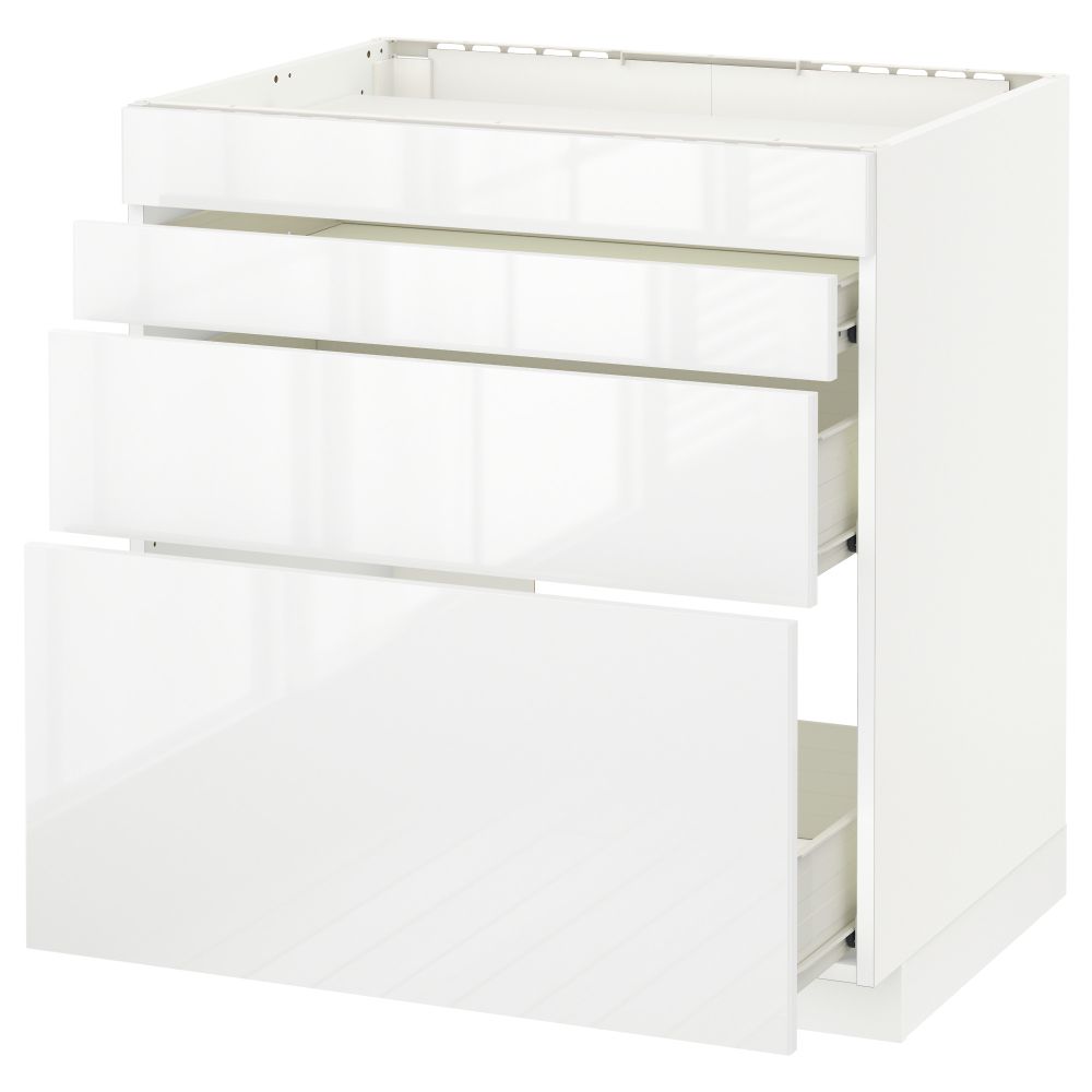 Напольный шкаф для духовки, 4фасада, 3 ящика МЕТОД / ФОРВАРА, белый, Рингульт белый - схема-чертеж с размерами