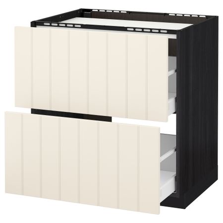 Напольный шкаф, 2 фронтальных панели, 3 ящика МЕТОД / МАКСИМЕРА, черный, Хитарп белый с оттенком
