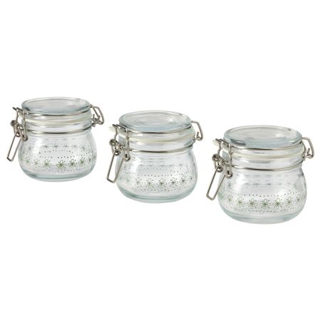 Банка с крышкой, с рисунком/светло-зеленый 13 сл IKEA KORKEN КОРКЕН 505.159.97