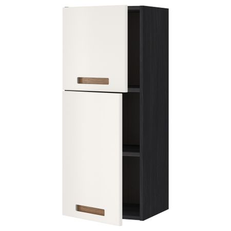 Навесной шкаф с полками, 2 дверцы МЕТОД, черный, Мэрста белый