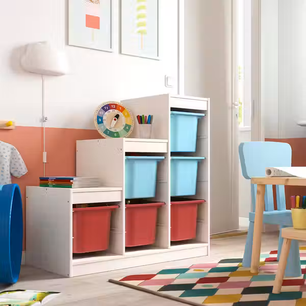 TROFAST Комбинация д/хранения+контейнеры - белый голубой/красный 99x44x94 см - фото 2