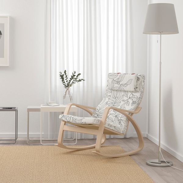 Кресло-качалка ПОЭНГ, дубовый шпон, беленый, Висланда черный/белый - фото 2