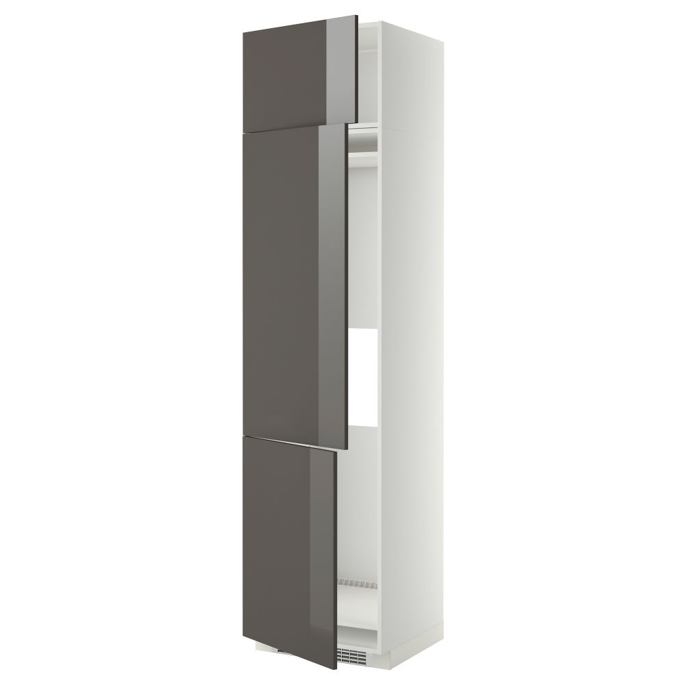 Высокий шкаф для холодильника или морозильника, с 3 дверями МЕТОД, белый, Рингульт серый - схема-чертеж с размерами