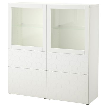 Комбинация для хранения + стеклянная дверц, белый/вассвикен белый прозрачное стекло 120x40x128 см IKEA БЕСТО 592.829.22