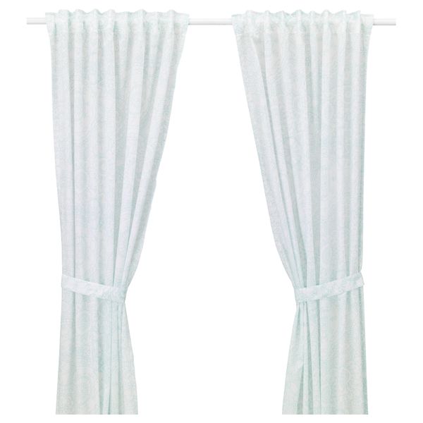 Гардины с прихватом, 1 пара ВЭНСКАПЛИГ, бирюзовый (120x300 см) - фото 1