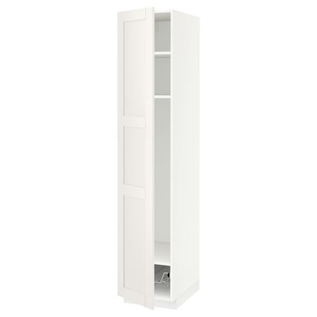 Высокий шкаф с полками, проволочные корзин, белый/Сэведаль белый 40x60x200 см IKEA METOD МЕТОД 294.464.92