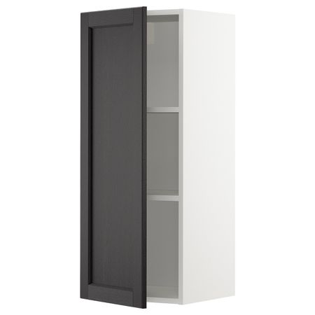 Шкаф навесной с полкой, белый/Лерхюттан черная морилка 40x100 см IKEA METOD МЕТОД 392.583.91