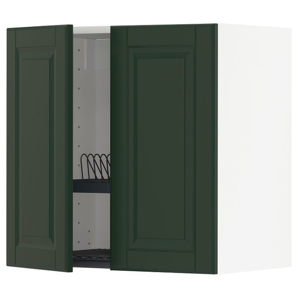 Навесной шкаф с сушилкой/2дверцы, белый/Будбин темно-зеленый 60x60 см IKEA METOD МЕТОД 494.462.88 - фото 1