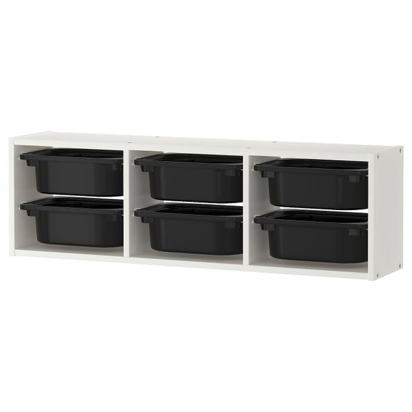Настенный модуль для хранения, белый, черный 99x21x30 см IKEA TROFAST ТРУФАСТ 992.222.24 - фото 1