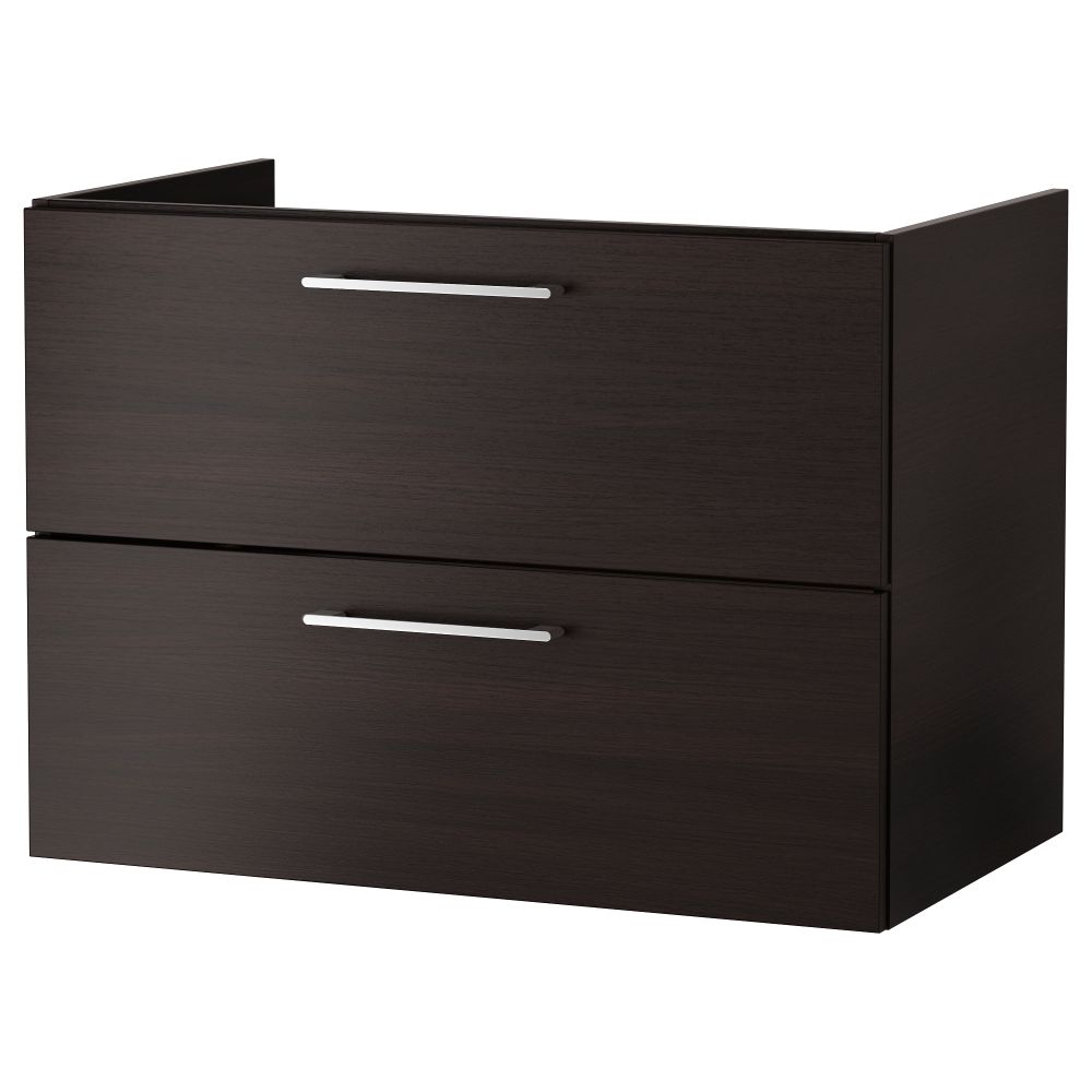 Шкаф для раковины с 2 ящиками ГОДМОРГОН, черно-коричневый - фото 1