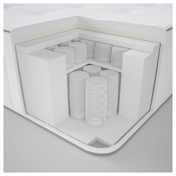 Матрас с пружинами карманного типа, очень жесткий/белый 180x200 см IKEA HOKKÅSEN ХОККОСЕН 504.849.67 - фото 6