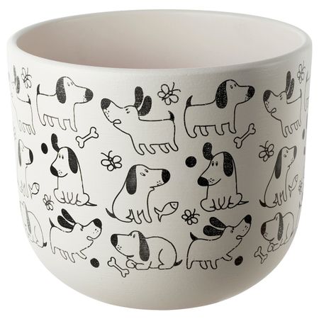 Горшок цветочный, белый/собака 15 см IKEA RUNDMYNTA РУНДМИНТА 105.170.31