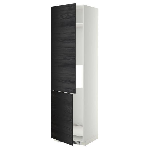Высокий шкаф для/холод/мороз/2дверцы, белый, Тингсрид черный 60x60x220 см IKEA МЕТОД 392.248.29 - схема-чертеж с размерами