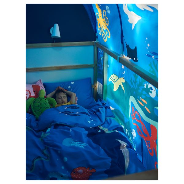 Пододеяльник и наволочка, орнамент «обитатели океана», разноцветный, 150x200, 50x60 см IKEA BLÅVINGAD 005.210.76 - фото 11