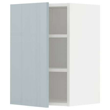 Навесной шкаф с полками, 40x60 см, белый, Kallarp серо-синий светлый IKEA METOD МЕТОД 094.794.12