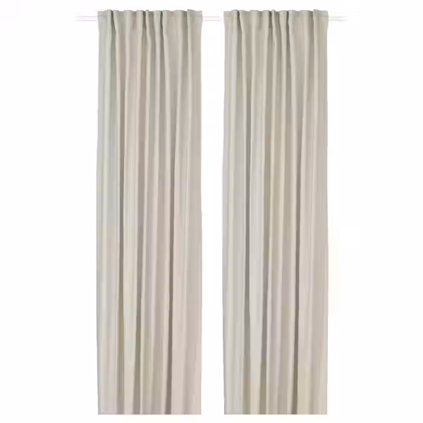 GINSTMOTT ГИНСТМОТТ Гардины, 2 шт. - бежевый/с лентой 145x300 см - фото 1
