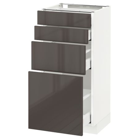 Напольный шкаф 4 фронтальных панели, 4 ящика МЕТОД / МАКСИМЕРА, белый, Рингульт серый